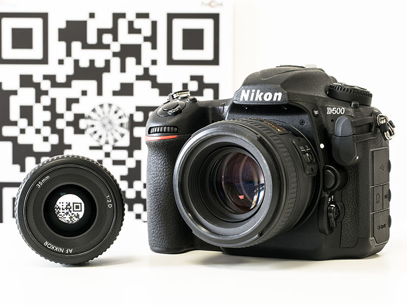 Nikon D500 with lens and Reikan FoCal Target