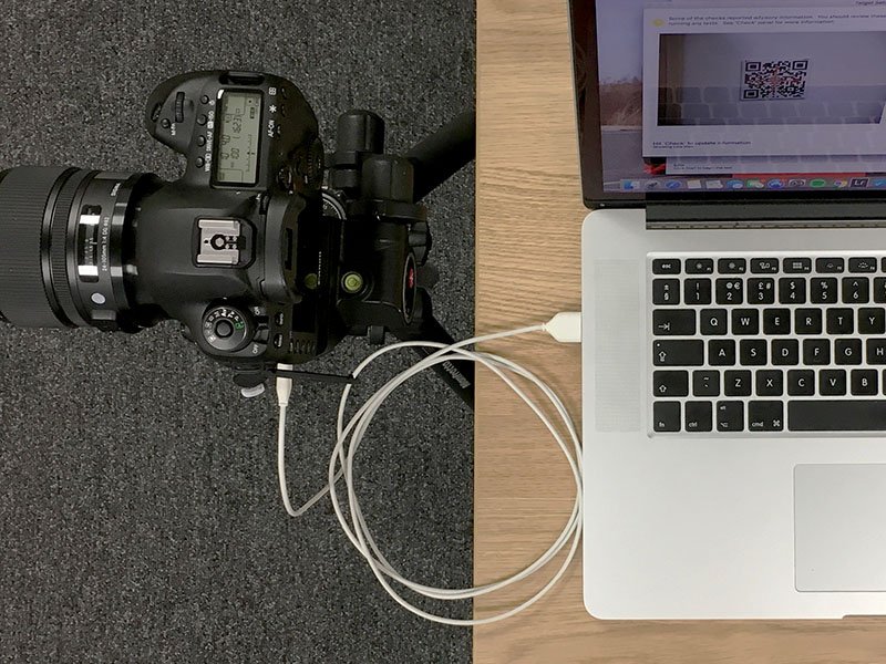Camera tethered to computer